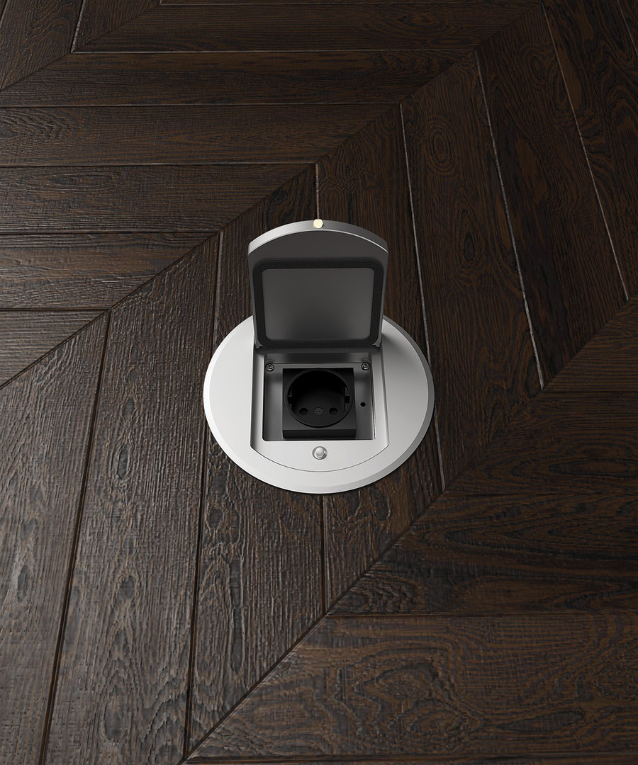 8601A Floor socket with lockable hinged lid