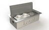BS 3303E Bodensteckdose, 3-fach, eckig, Klappdeckel aus Edelstahl