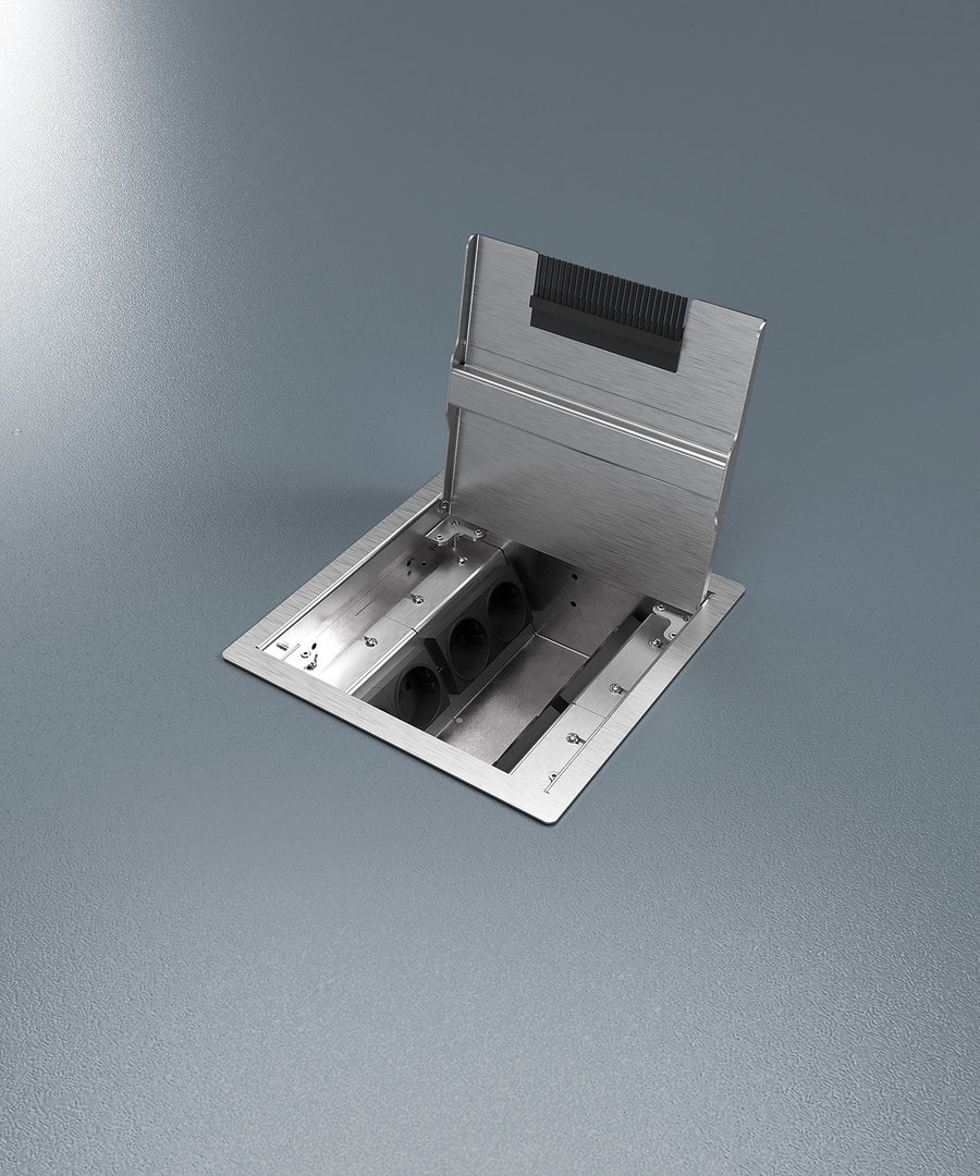 8508E Floor socket for hollow space with hinged lid