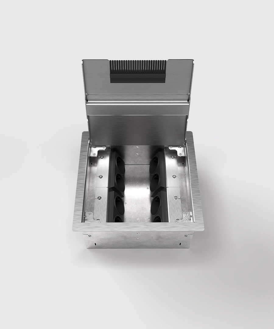 8508E Floor socket for hollow space with hinged lid