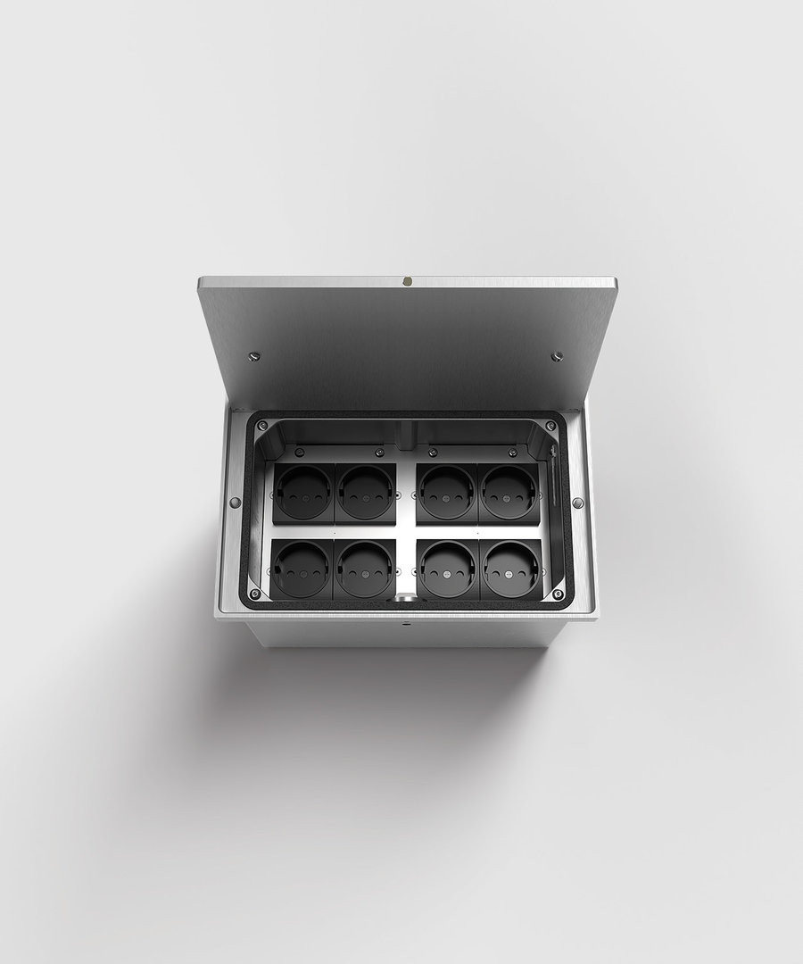 8308A Floor socket made of solid cast aluminum with lid to lay on IP65
