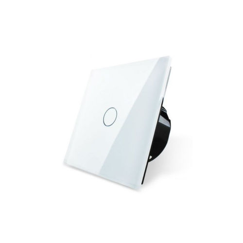 Touch changeover, cross switch 1 way with glass panel White