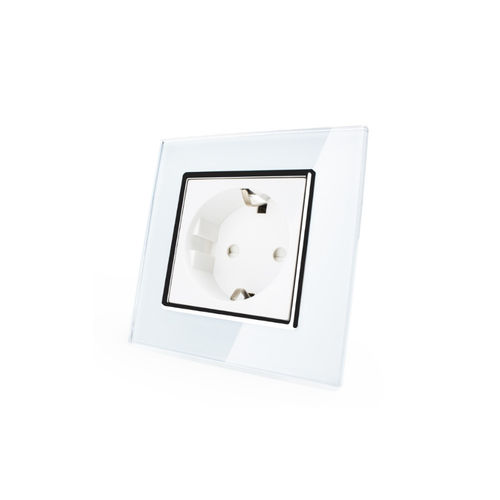 Steckdose 1 fach mit Glasblende Weiß-Chrom (11)