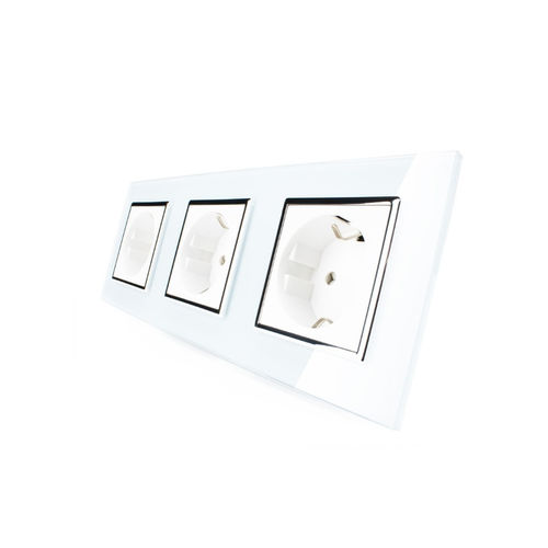 Steckdose 3 fach mit Glasblende Weiß-Chrom (11)