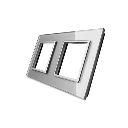 Glasblende 2-fach, für Steckdose, Grau