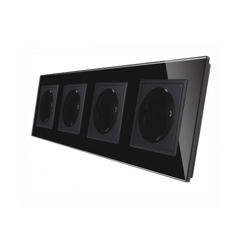Socket 4 fold with glass cover black-black
