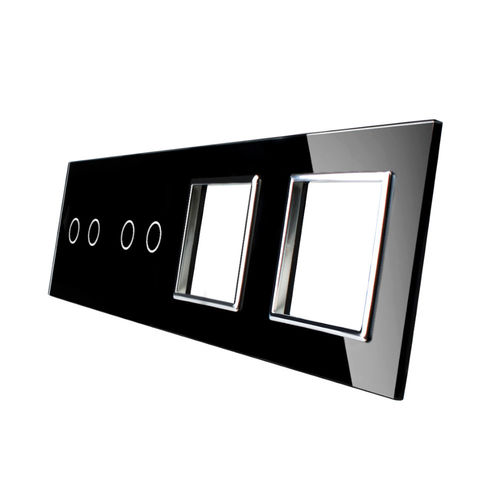 Glasblende 4-fach, 2 Gang, 2 Gang, 1fach, 1 fach, Schwarz-Chrom