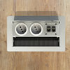 Tischsteckdose 3-fach, eckig, Klappdeckel aus Edelstahl, 3x Schuko (4403E)