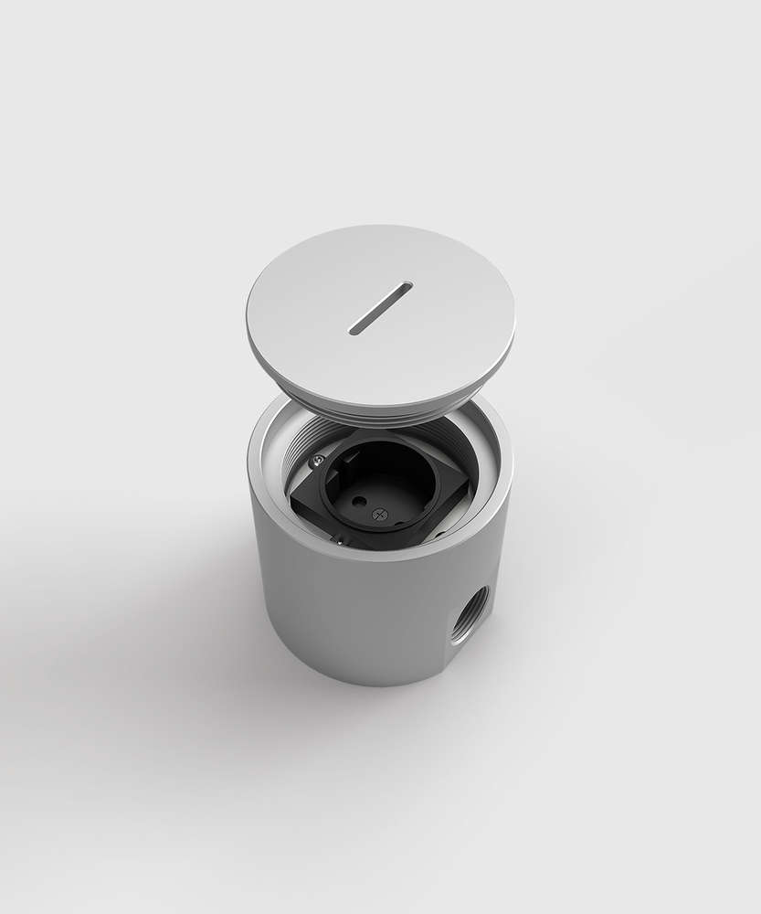 7701AW Floor socket round with screw cap